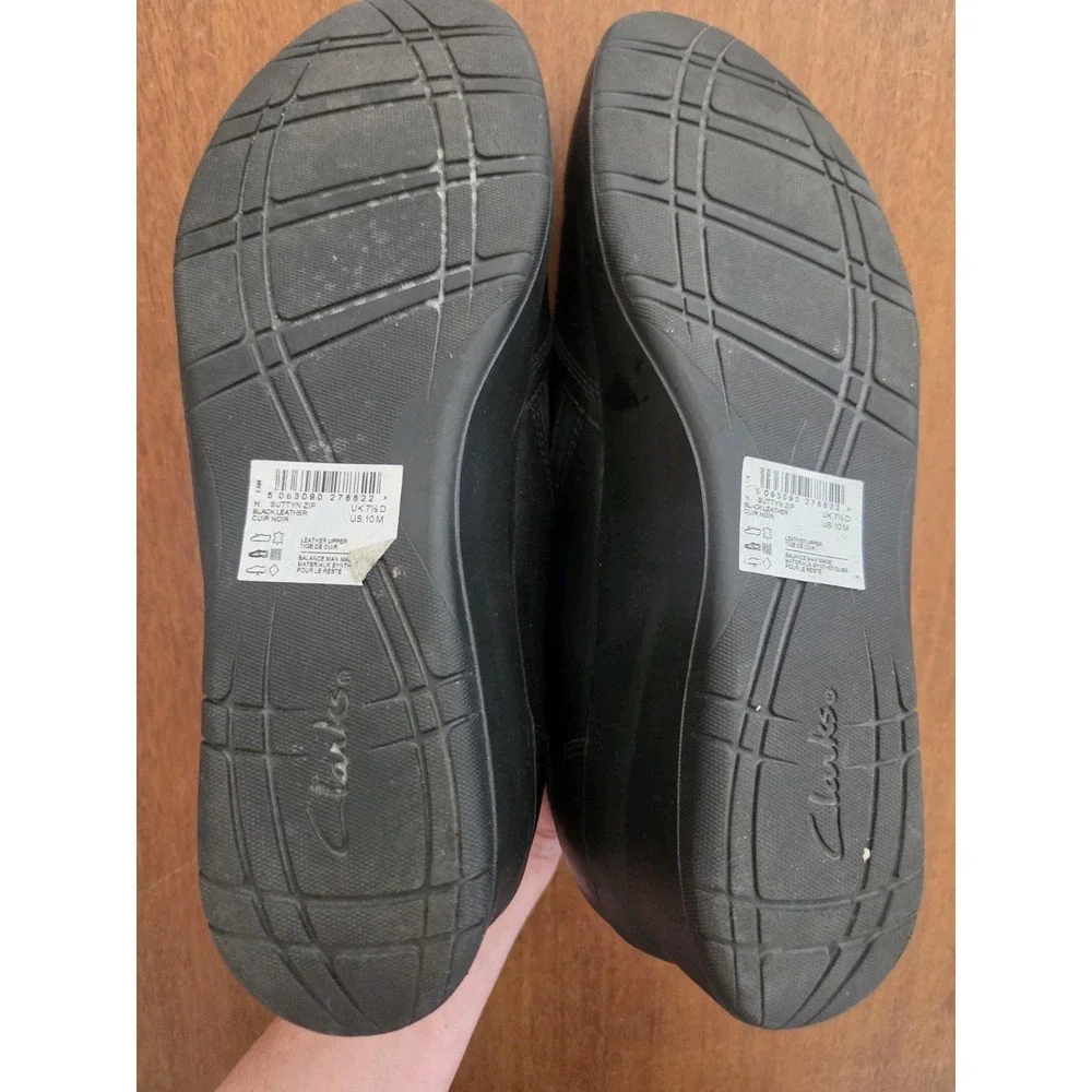 Clarks Suttyn Zip Wedge Shoes Women's 10 Leather Black Ultimate Comfort